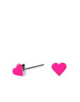 Fin mini SIGN hjerte ørestik med flouriserende pink emaljelak og sølv.