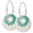 Stilrene BLOOM øreringe med vedhæng af hvid porcelæn og dekoration i klar sea green.