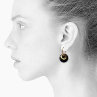 BLOOM øreringe, stor - BLACK/GOLD - SCHERNING smykker