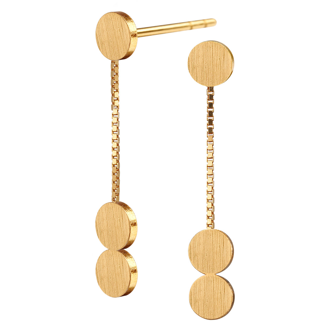 Tiny SPOT ørestik med dotty vedhæng i lang kæde. Stilren, elegant og iøjnefaldende.  Forgyldt sterling sølv Mål: 4 x 24 mm  Pris pr. par: 399 DKK