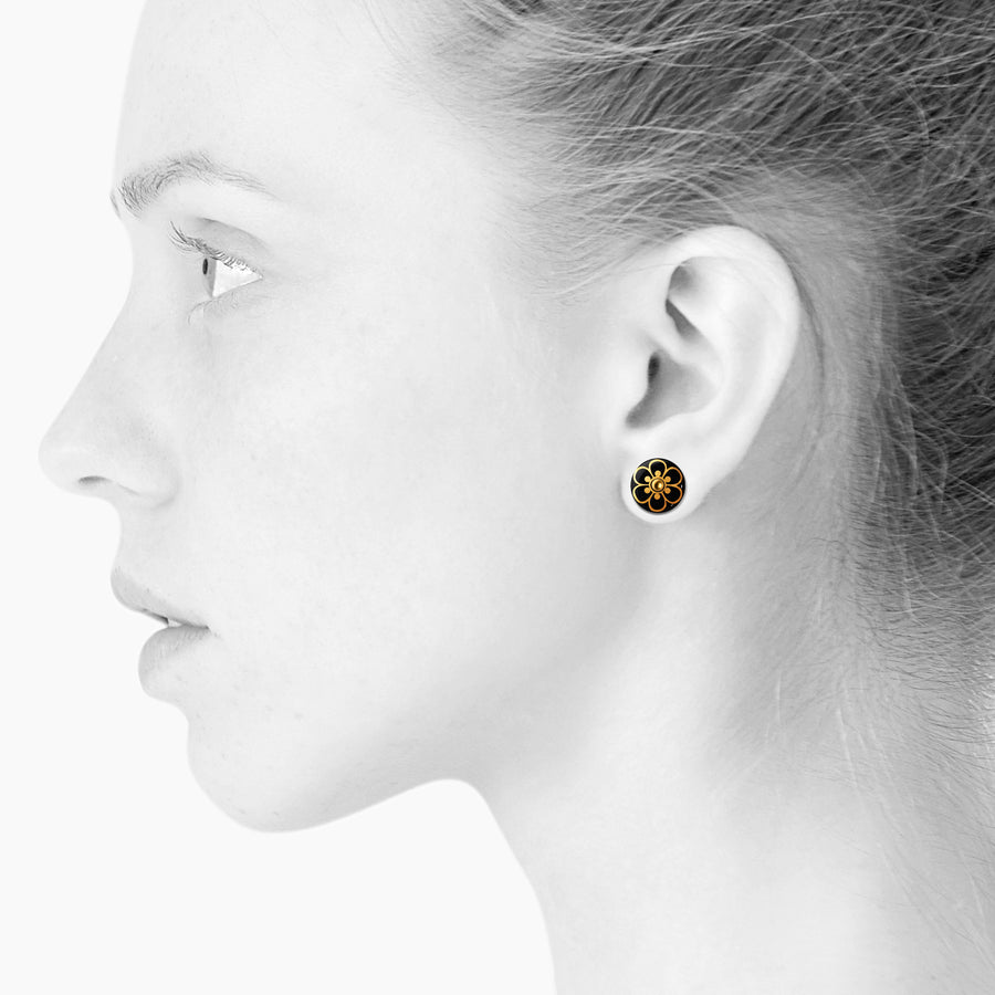 FLORA · BLACK/GOLD · SCHERNING øreringe · Håndlavede Danske smykker