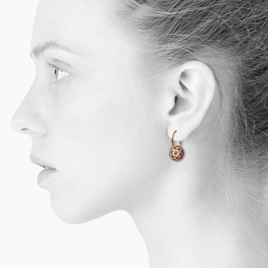 FLORA øreringe - BORDEAUX/GOLD - SCHERNING smykker