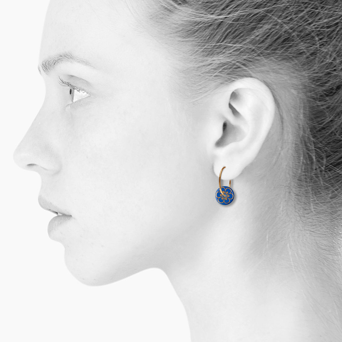 FLORA øreringe - ROYAL BLUE/GOLD - SCHERNING smykker