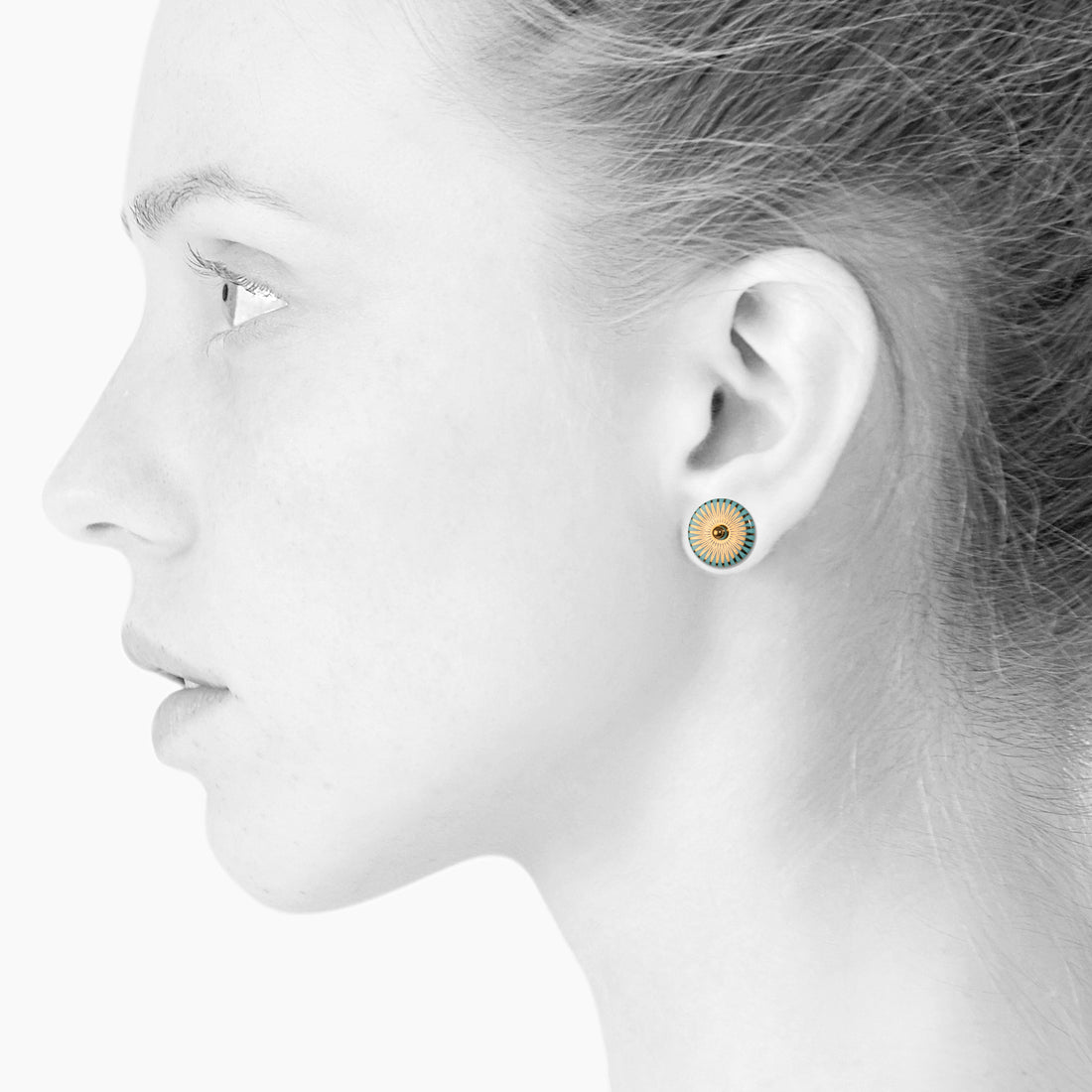 Unikke øreringe · SPLASH ørestikker - AQUAMARINE/GOLD - SCHERNING smykker