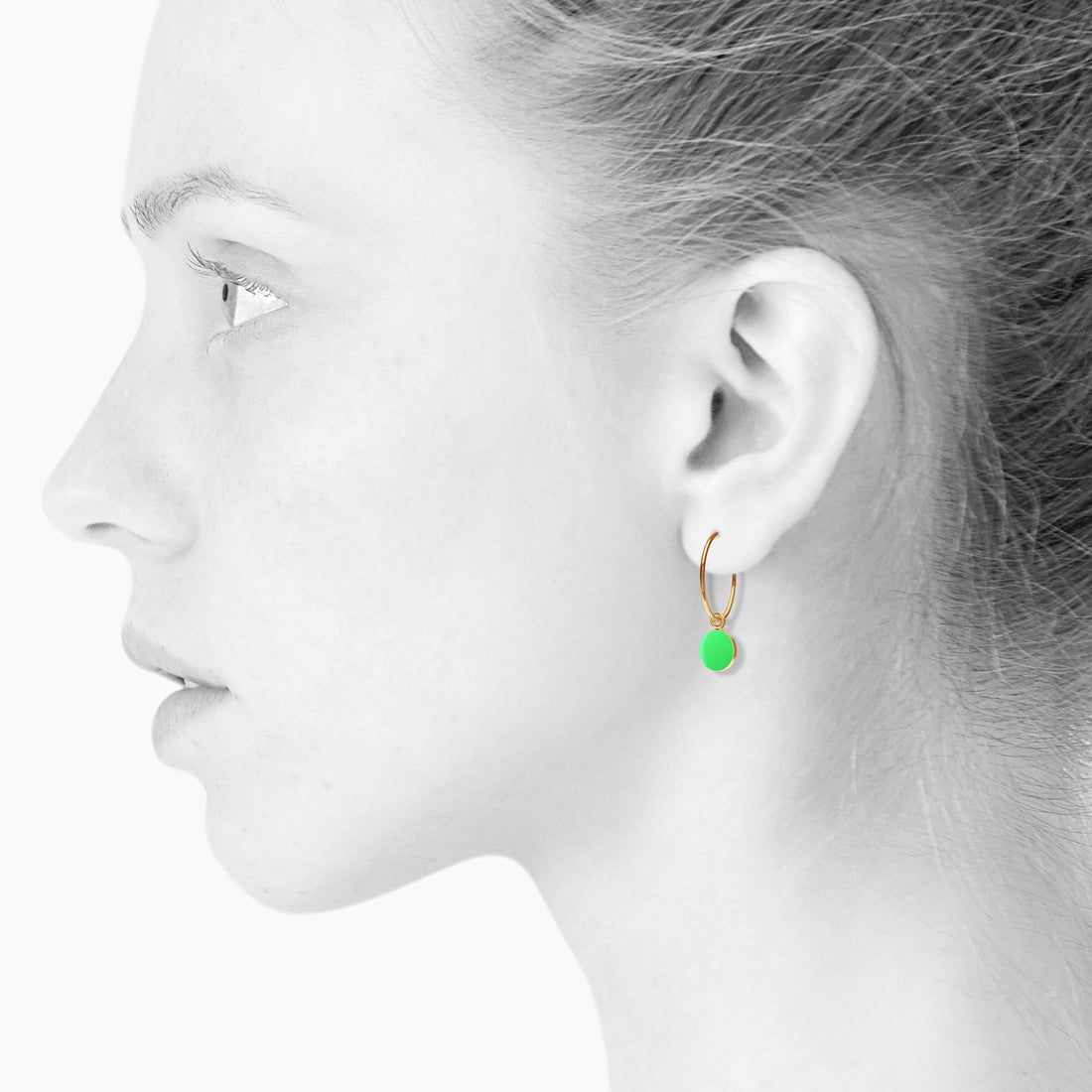 SPOT øreringe, stor - NEON GREEN - SCHERNING smykker